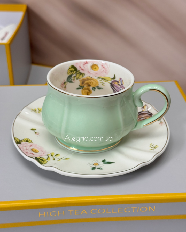 Чайний Набір фарфоровий Arcobaleno на 6 персон, різнокольорові чашки