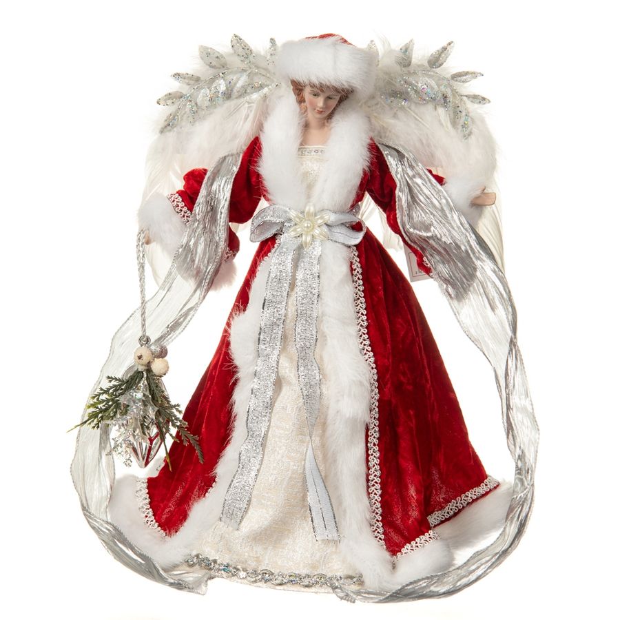 Новогодняя фигура "Рождественский ангел" 41 см., красный (6011-017)