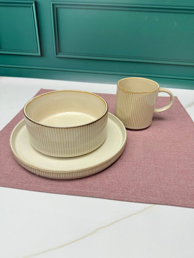 Столовый сервиз, набор тарелок Scandi с бортиком в скандинавском стиле