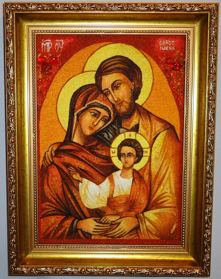 Картина, Ікона з Янтаря Святе Сімейство 20 Х 30 См