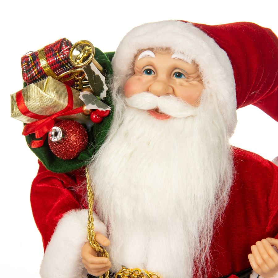 Новогодняя фигура "Санта с фонарем и подарками", 46 см. (6011-014)