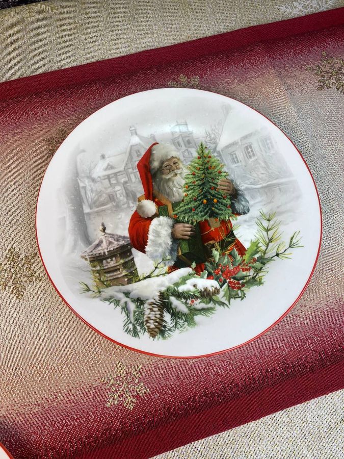 Набор новогодних тарелок Санта 12 шт (6 шт 25 см + 6 шт 19,5 см)