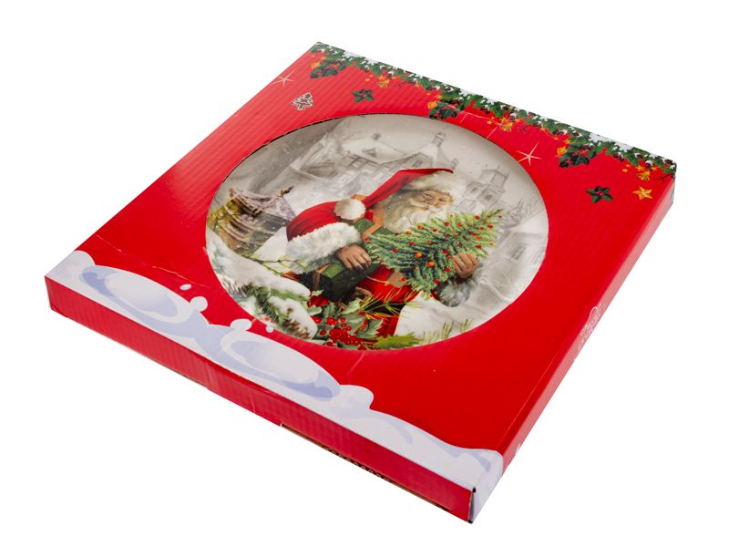 Набір новорічних тарілок Санта 12 шт (6 шт 25 см + 6 шт 19,5 см)