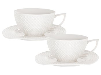 Чайный набор белый фарфоровый, подарочный Вафелька 200 мл на 2 персоны 949-007