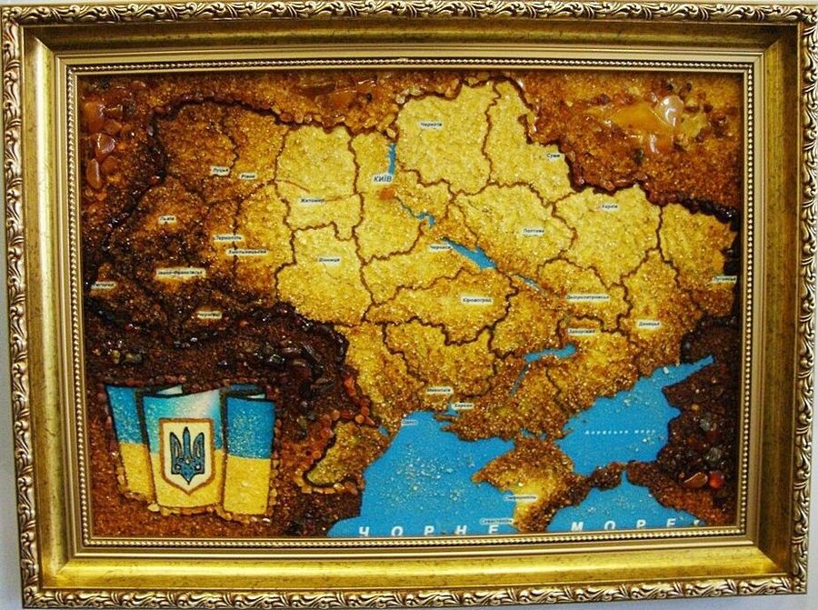 Картина с янтаря Карта Украины 60 х 40 см
