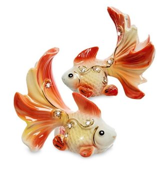 Набор из 2 фарфоровых статуэток Золотые рыбки VS-413