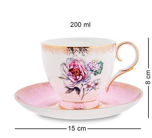 Чайный набор Цветок Неаполя из костяного фарфора Pavone JK-123