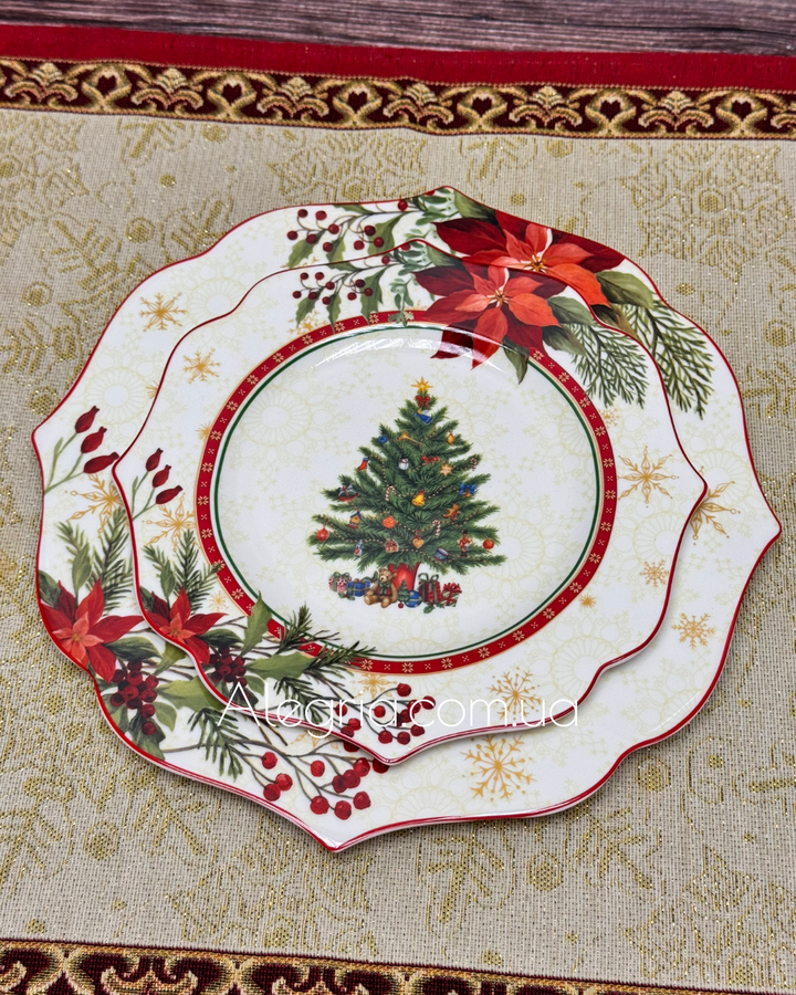 Набор новогодних тарелок Christmas Story Flower 6 персон