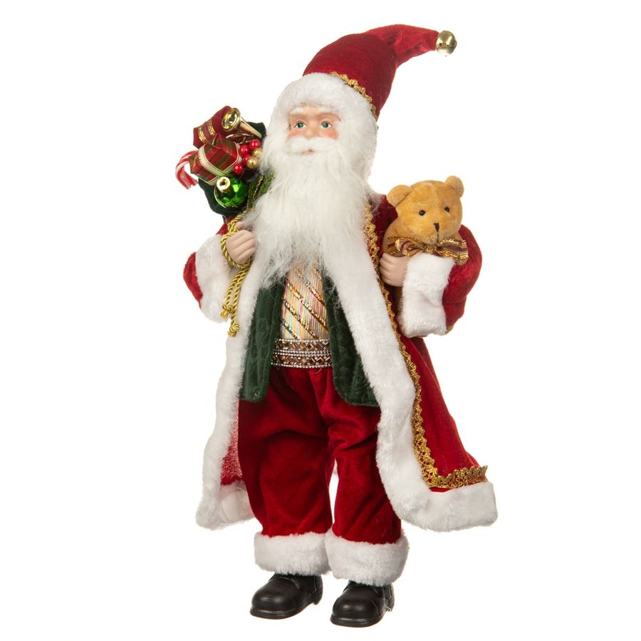 Новогодняя фигура "Санта с медвежонком", 46 см. (6011-010)