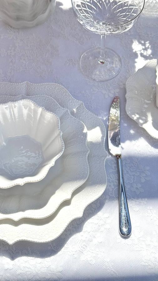 Набор белых ажурных тарелок Fleur Blanche на 6 персон 12 шт