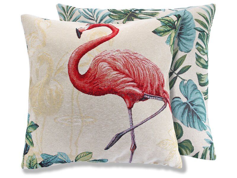 Наволочка на подушку гобеленовая с люрексом Фламинго 47 х 47 см, набор 2 шт