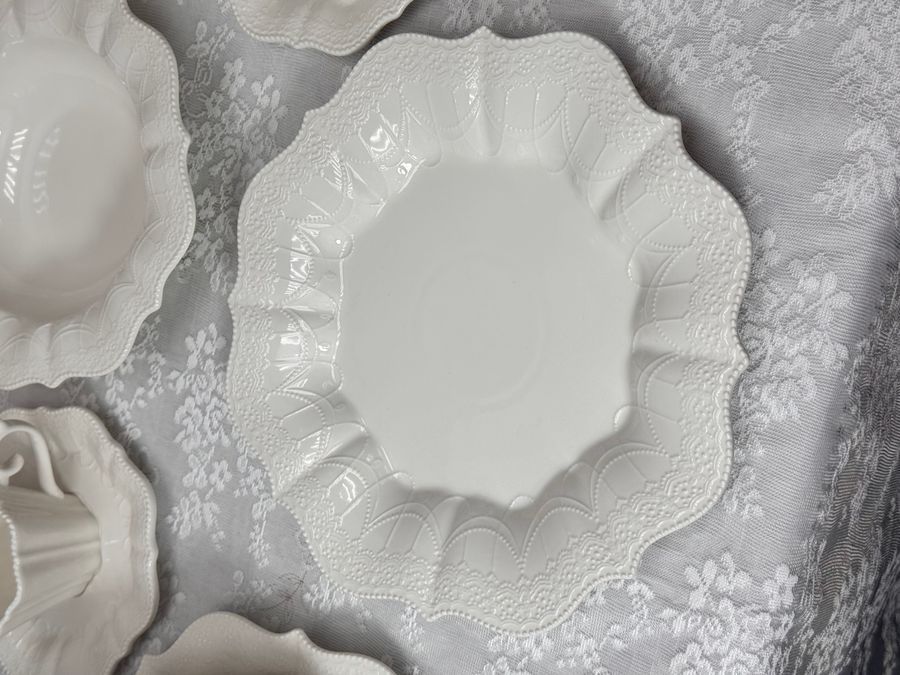 Набор белых ажурных тарелок Fleur Blanche на 6 персон 12 шт