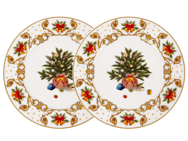 Набор новогодних десертных тарелок Рождественский 6 шт 19 см