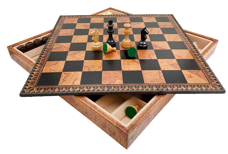 Подарочный набор Italfama шахматы, шашки, Нарды G1502N+222MAP