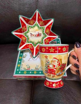 Подарунковий новорічний набір "Дід Мороз" Чашка та Салатник
