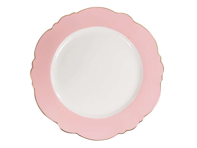 Набір з 6 Порцелянових Тарілок на 2 Персони Pink Powder, Рожево-Білі