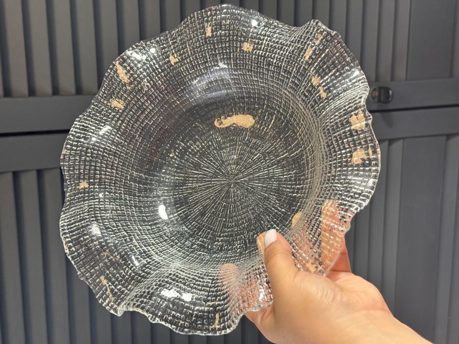 Ваза для фруктов, салатница стеклянная 28 см Crystal Wave