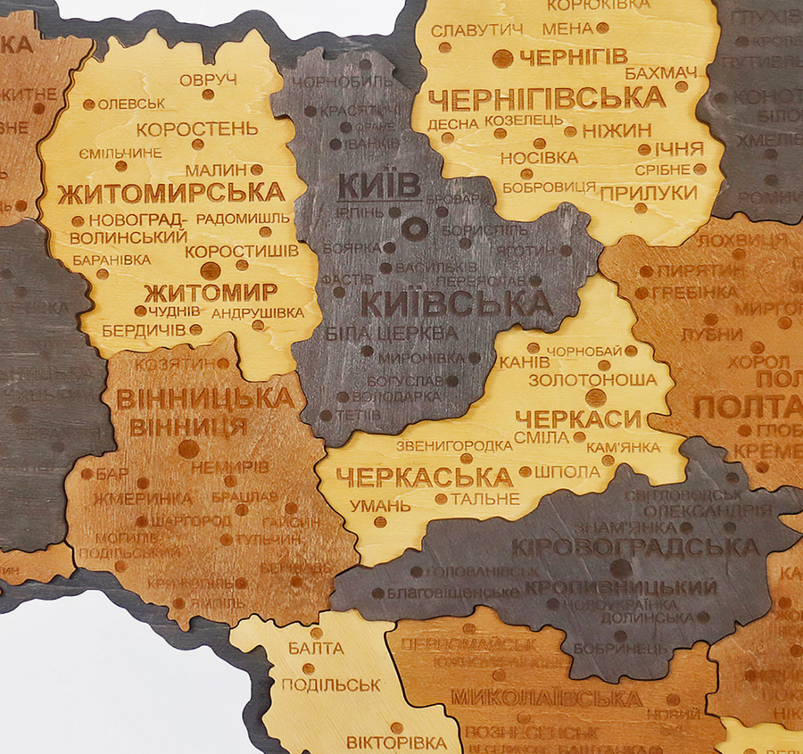 Карта Украины деревянная на стену 92 х 64 см