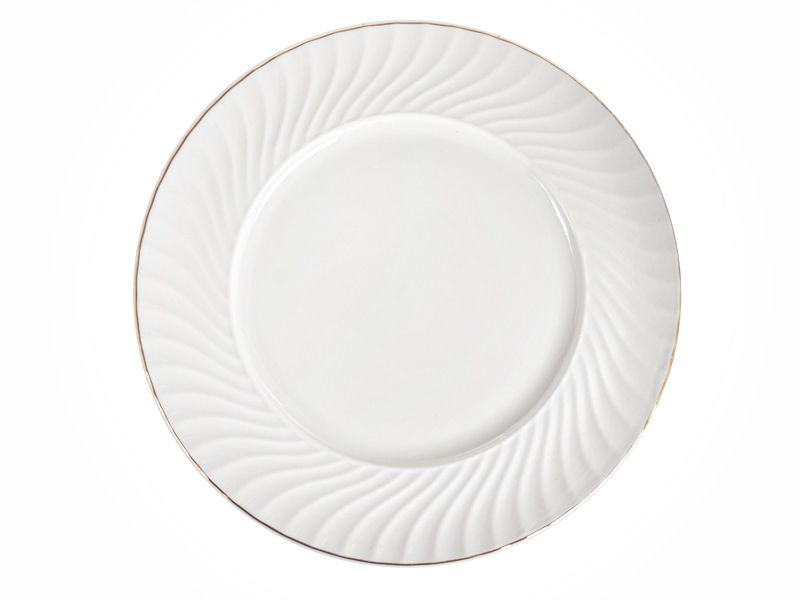 Набор белых фарфоровых тарелок с золотистой рамкой Изысканность, 18 пр-в