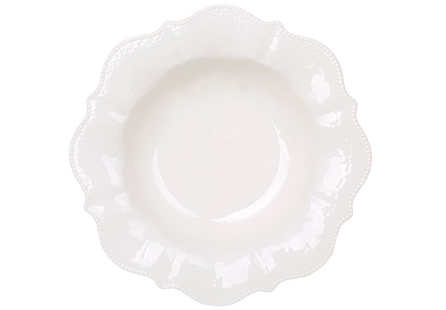 Тарелки белые суповые 6 шт Fleur Blanche в винтажном стиле