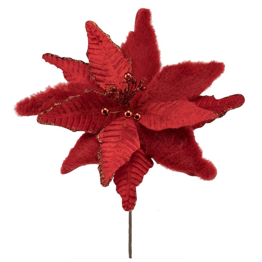 Цветок новогодний Пуансеттия 32 х 44 см, цвет - красный
