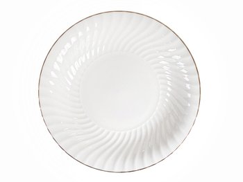 Набор белых суповых тарелок 6 шт. 22 см с золотистым обрамлением.