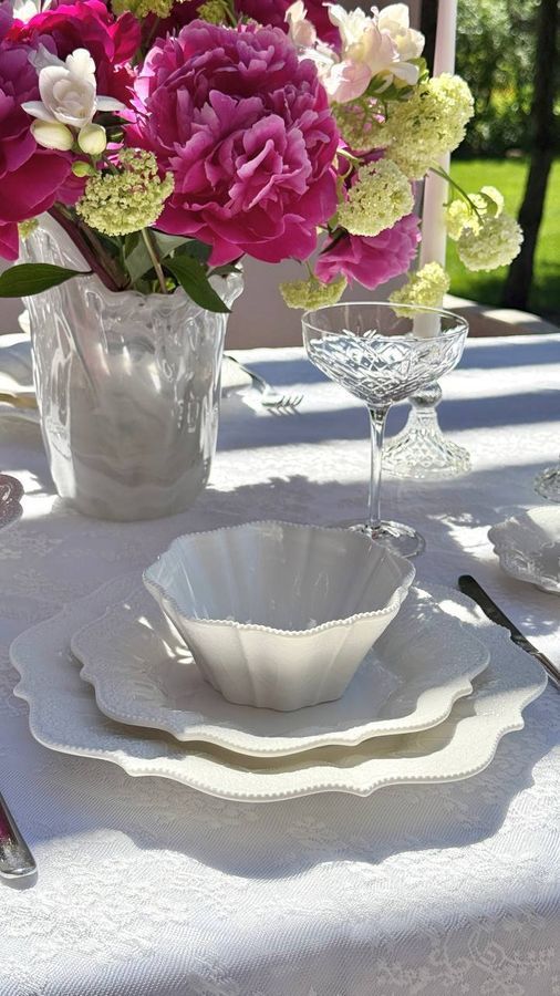 Піали білі фарфорові 400 мл 4 шт Fleur Blanche у вінтажному стилі