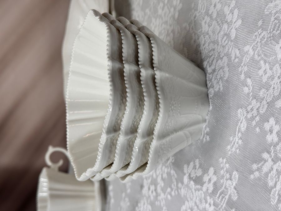 Піали білі фарфорові 400 мл 4 шт Fleur Blanche у вінтажному стилі