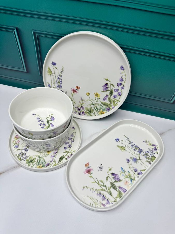 Набор посуды Floral на 2 персоны, 7 предметов (тарелки с бортиком)