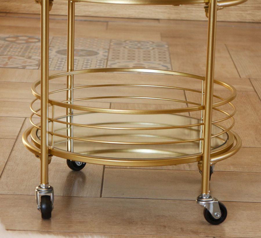 Кофейный столик на колесиках со стеклянной столешницей 60720