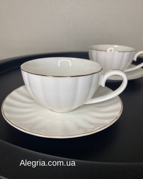 Чайный набор белый фарфоровый, подарочный Венеция 200 мл на 2 персоны