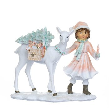 Декоративная новогодняя статуэтка Девочка с оленем