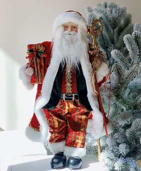 Фигура новогодняя Санта с посохом 60 см 6011-004
