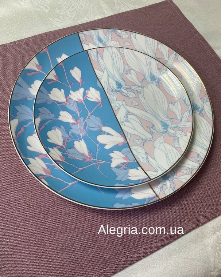 Набор из 12 фарфоровых тарелок Нежность (6 шт 20 cм + 6 шт 26 см)