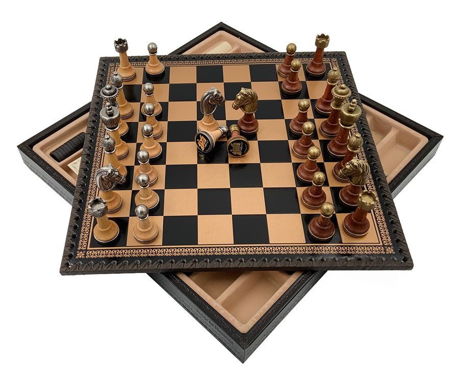 Подарочный набор Italfama "Staunton" (шахматы, шашки, Нарды) 141MW+219GN