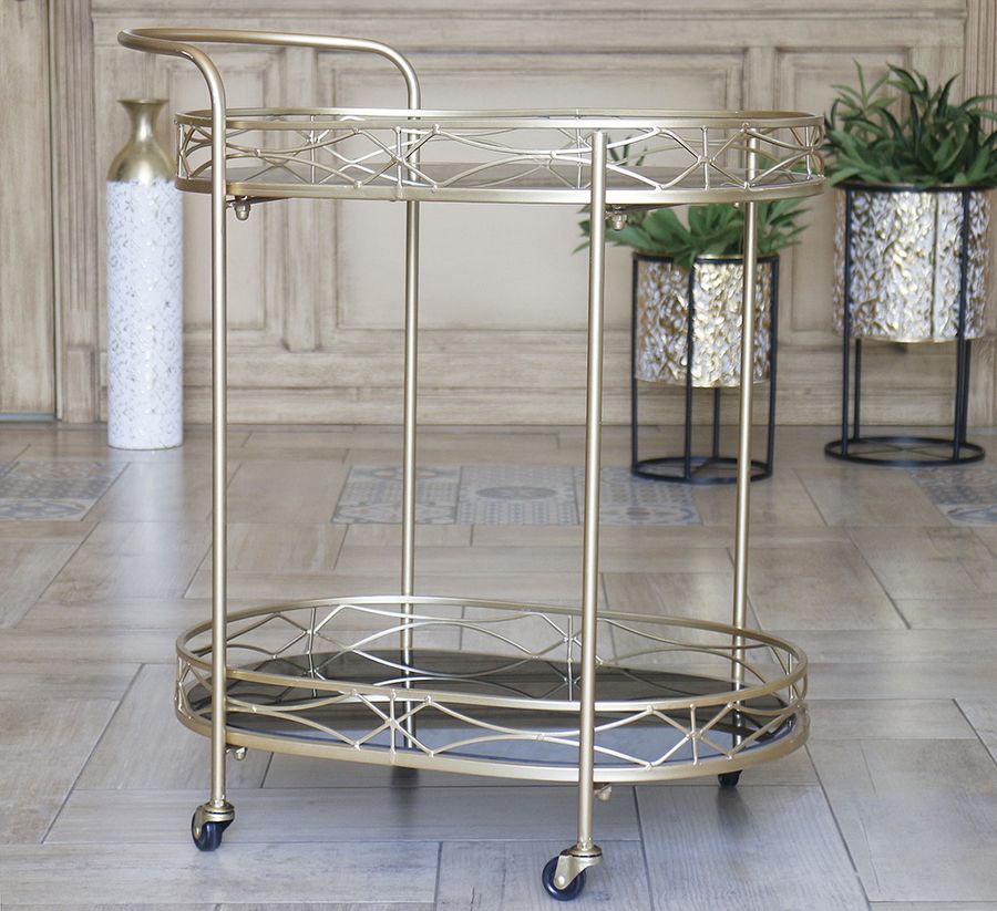 Сервировочный столик на колесиках Fancy со стеклянной столешницей