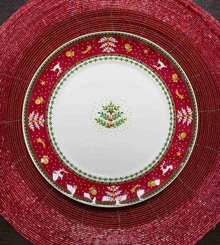 Набор из 6 тарелок Новогодняя елка 20 см 943-158. Новогодняя посуда