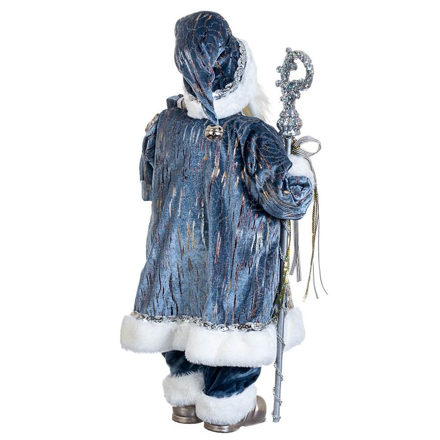 Фигура новогодняя Санта с посохом в синем 60 см 6011-003