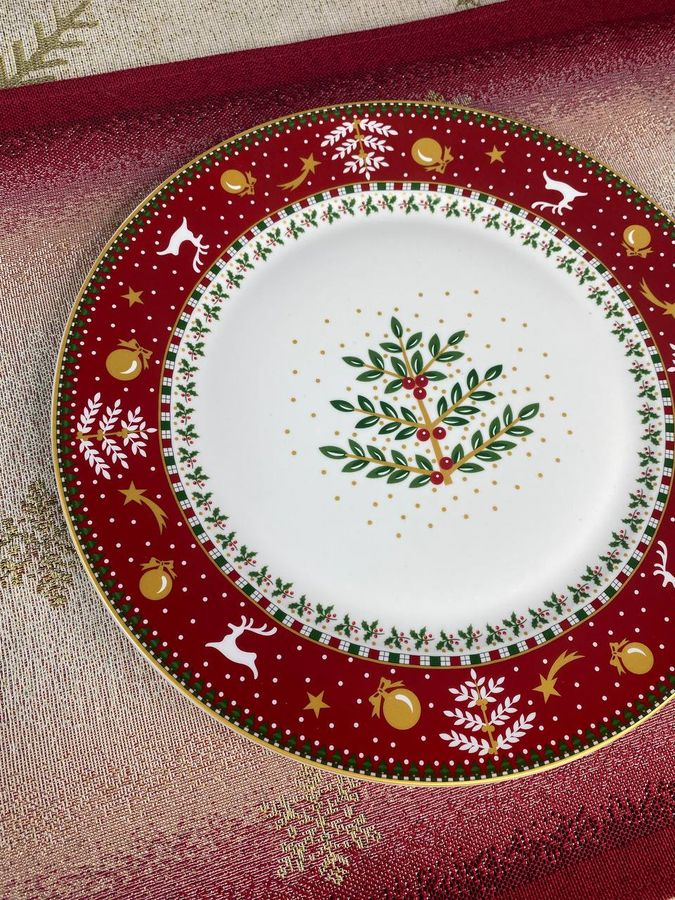 Набор новогодних тарелок Елочка 12 шт (6 шт 26 см + 6 шт 19 см)
