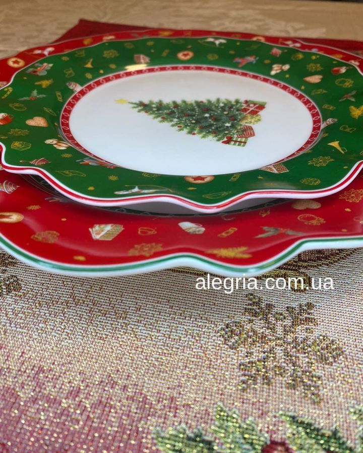 Тарелки новогодние 12 шт Набор 6 шт 28 см + 6 шт 21 см 985-116-142
