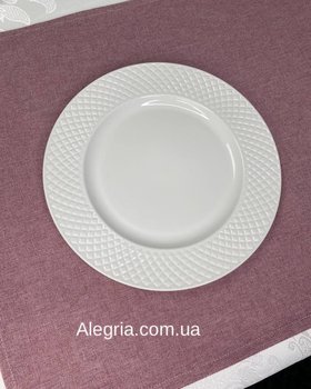 Набор белых фарфоровых тарелок Вафелька 6 шт 20 см