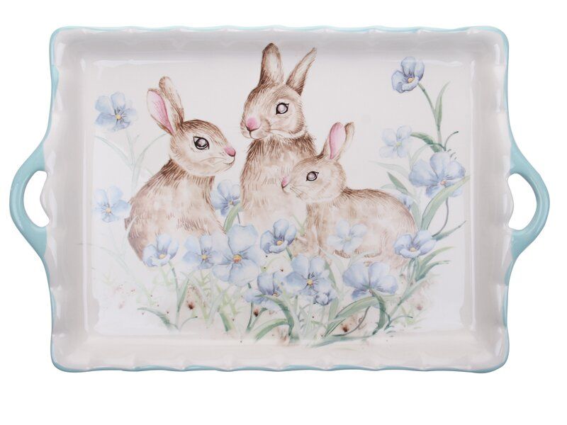Блюдо керамическое Пасхальные Кролики 36 см 358-962