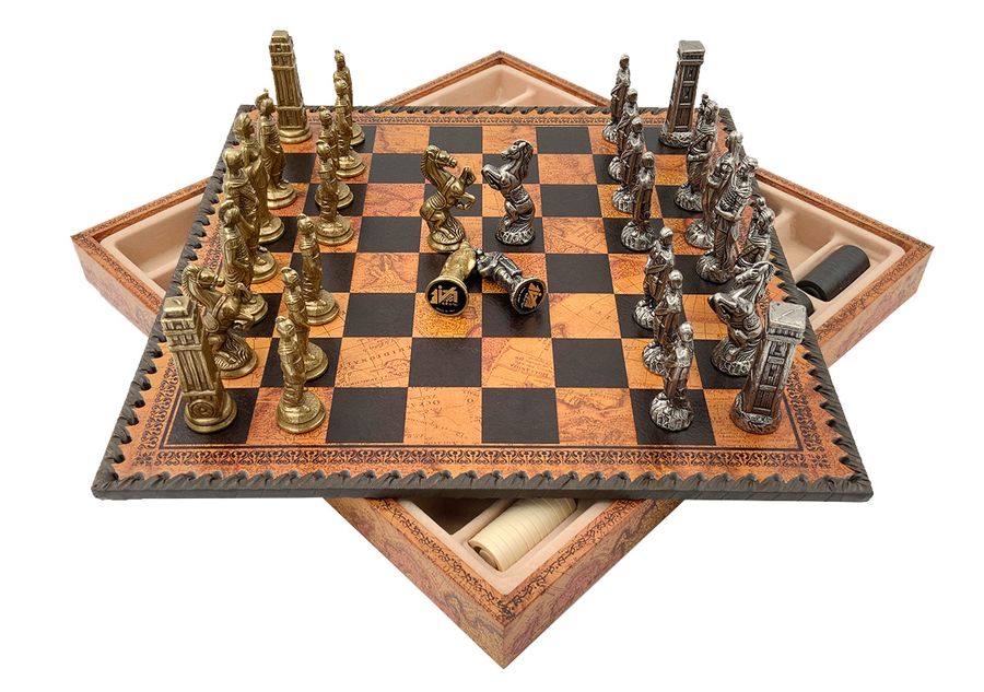 Подарочный набор Italfama "Romani vs Barbari" (шахматы, шашки, Нарды) 93M+219MAP