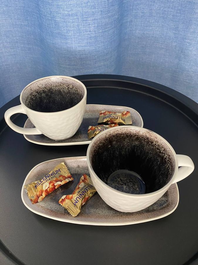 Чайный набор Космос 400 мл, набор чашек для чая с блюдцами на 2 персоны