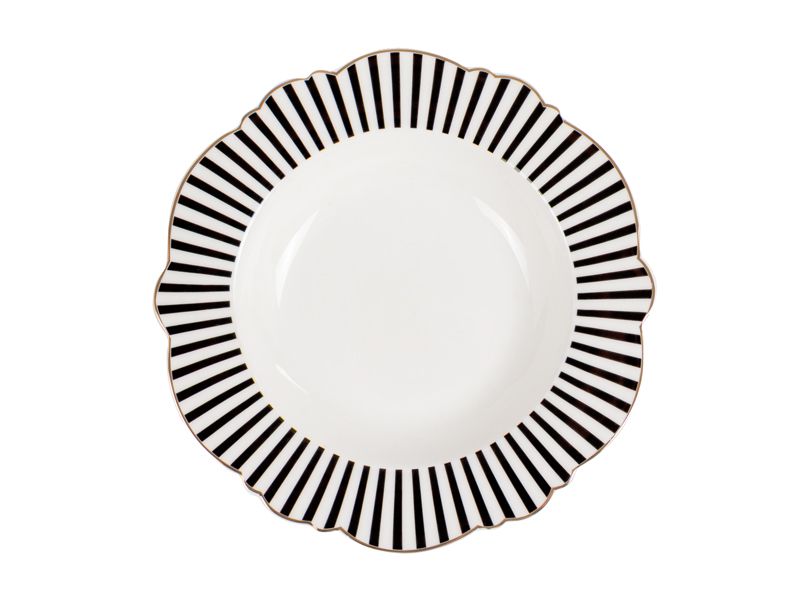 Набор из 6 фарфоровых тарелок на 2 персоны Dark Queen, черно-белые.