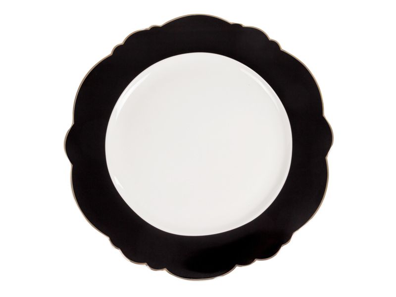 Набор из 6 фарфоровых тарелок на 2 персоны Dark Queen, черно-белые.