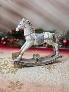 Новогодняя статуетка Лошадка качелька 16 см