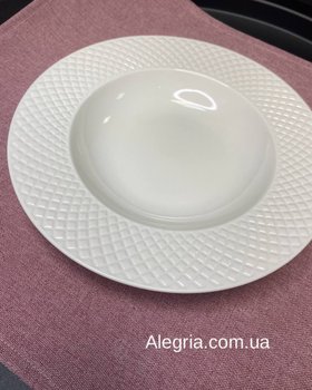Набор белых суповых фарфоровых тарелок Вафелька 6 шт 22 см