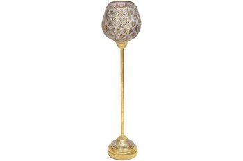Підсвічник металевий Вінтаж на ніжці 65 см  зі скляною колбою