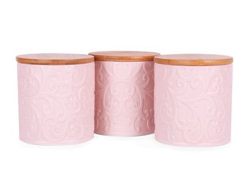 Набор из 3 розовых банок для сыпучих 940-221